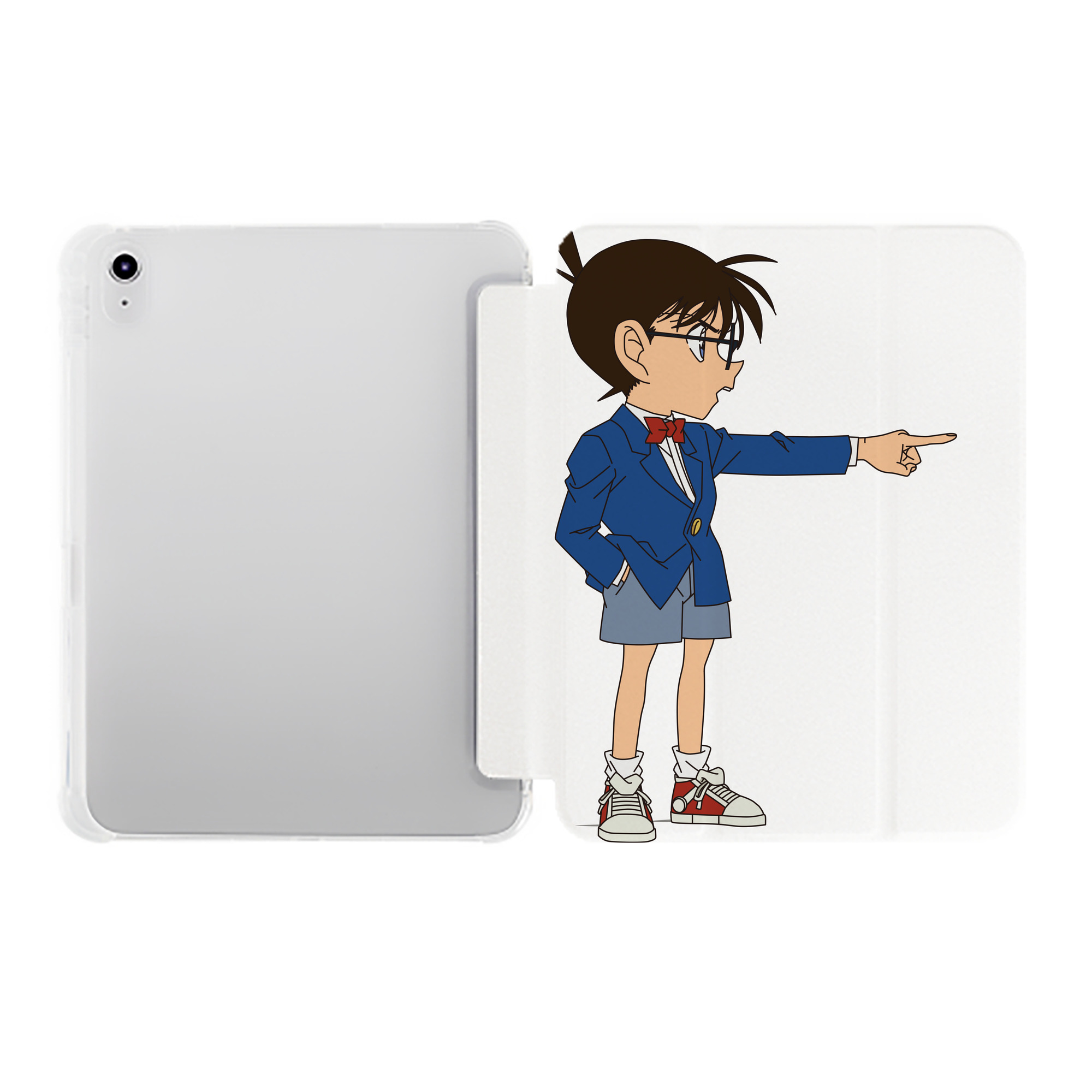 （画像用） 名探偵コナン 江戸川 コナン Detective Conan Conan Edogawa IPad ケース ペン収納付き 三つ折りスタンド PUレザー×シリコン 対応機種9.5/10.5/10.9インチ